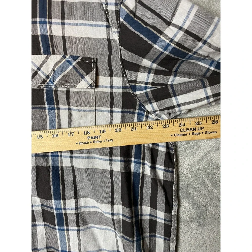 Columbia Mens XL Plaid Button-Up Shirt Grey Long Sleeve